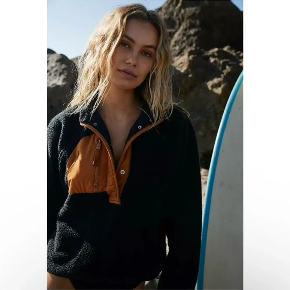 Free People Movement Hit The Slopes Colorblock Fleece Pullover Size XS Comfy